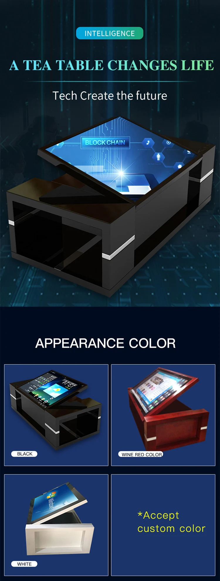 
43 inch 1080P LCD table interactive smart touch screen indoor coffee table for restaurant office home smart furniture game desk 