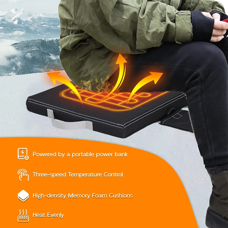 USB Powered 3 Levels Temperature Adjustment Thickened Heating Seat Pad for Outdoor Activities Camping Ice Fishing