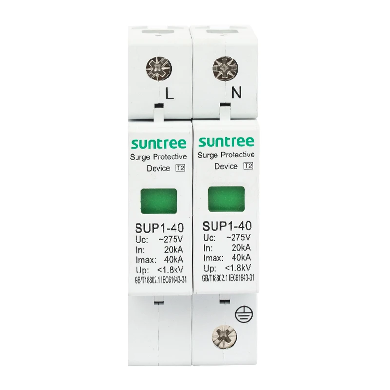 Suntree Solar AC Surge Protector SPD SUP1-40 20-40KA 1pole 2pole 3pole 4p System Protector Device Lighting Protect Accessories