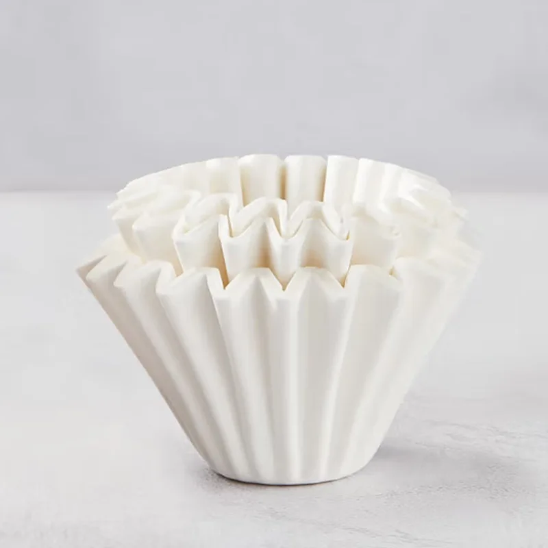 Best Seller 100pcs Hand Brewed Unbleached Wooden Drip Paper Coffee Filter Paper with Wave Pattern for kitchen