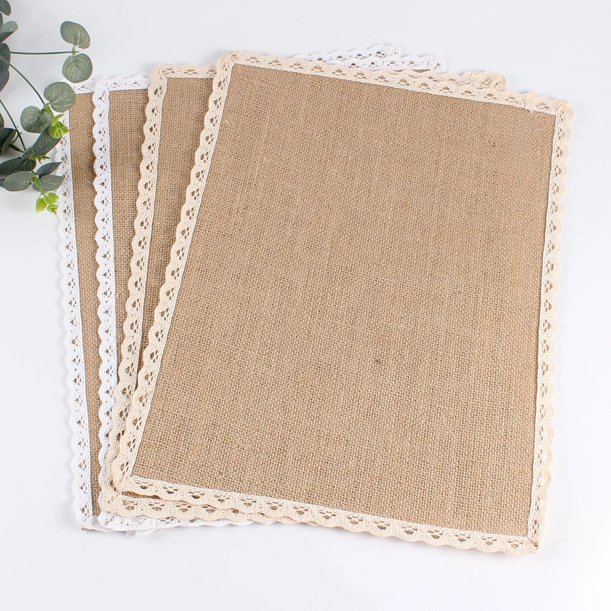 2024 Wholesale Jute Meal Pad DIY Lace Linen Fabric Round Insulated Place Mat Coaster Dining Table Decorative Mats