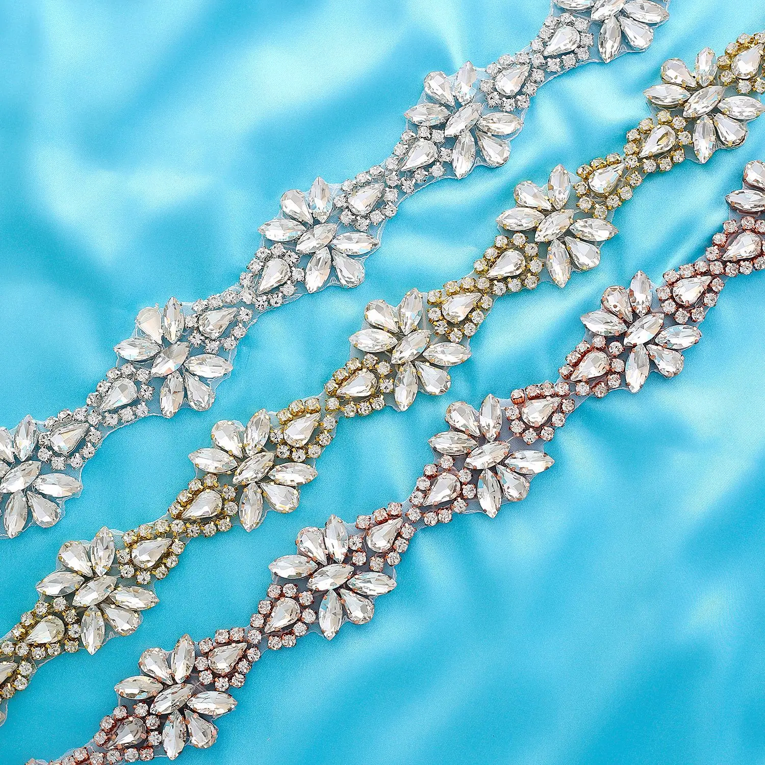 Rhinestone and pearl trim wedding dress strap Iron-on Crystal Applique beaded bridal trim good for Sashes