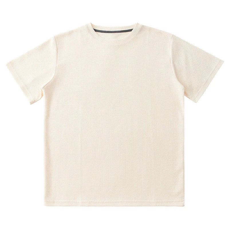 wholesale Heavy weight cotton waffle plain short sleeve t shirt for men Summer Casual Loose Vintage Knit mens tshirts