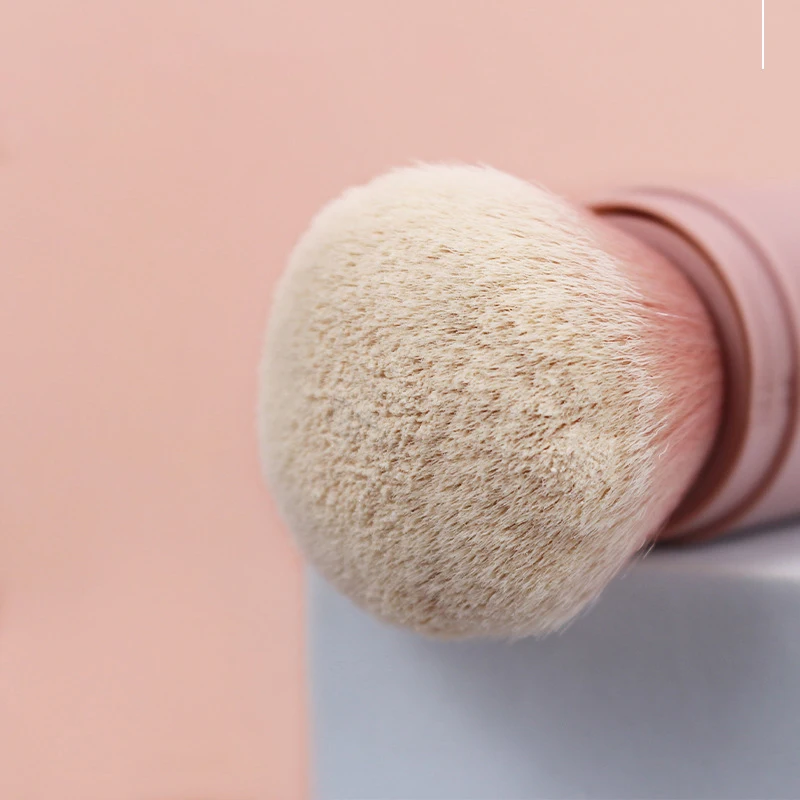 OEM Custom Logo Vegan Small Pink Empty Blush Stick Containers Single Acrylic Handle Mini Wine Blush Rose Power Makeup Brush Set