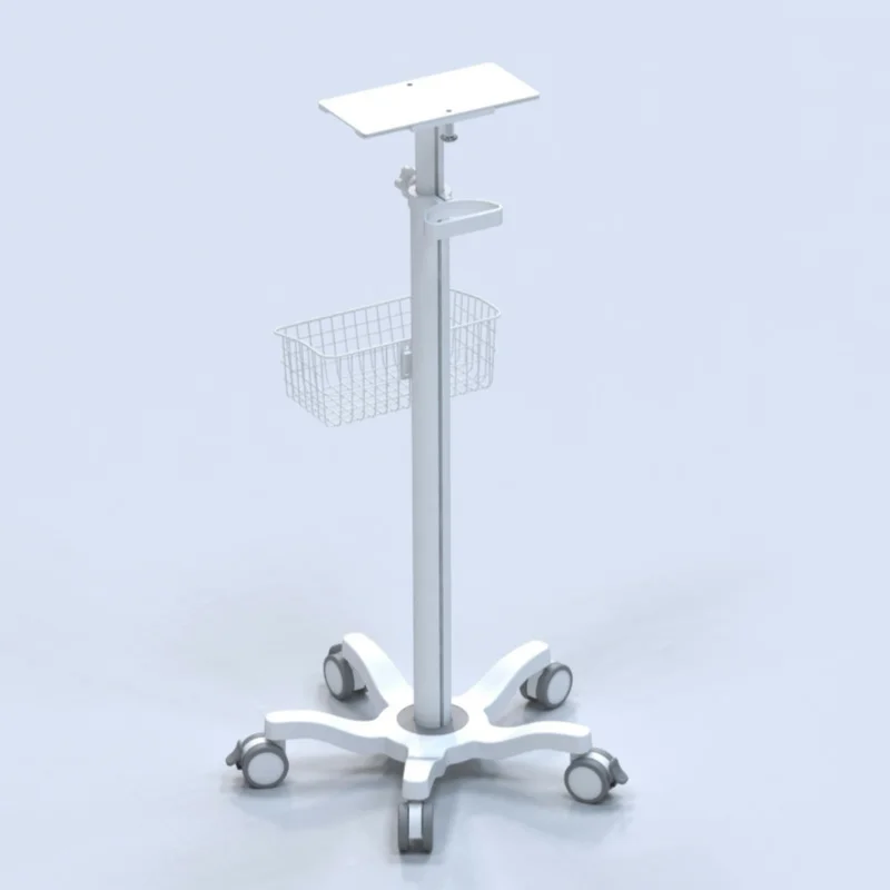 Height Adjustable Multi-Functional Mobile Hospital Trolley Medical Metal Monitor Cart with Durable Metal Construction