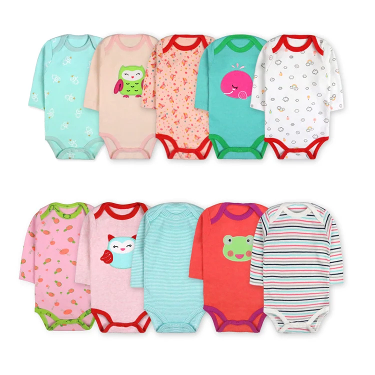 wholesale 5 in 1 long sleeve animal printed baby newborn infant bodysuits