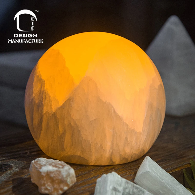 manufacturer customized table lamps natural white  selenite crystal crafts for home decoration