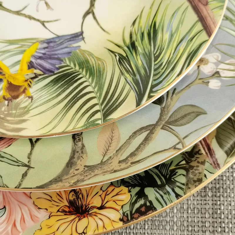Wholesale Porcelain Dinner Sets Ceramic Plate Elegant Serving Dishes Luxury Ceramic Plate For Wedding Restaurant
