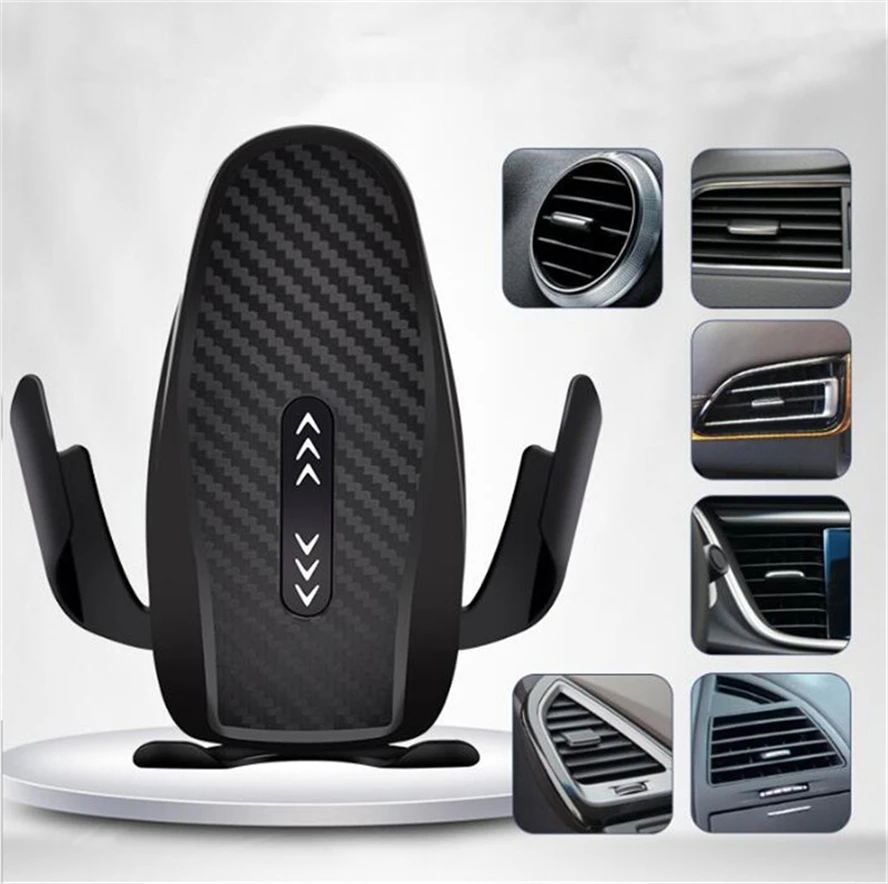 Carbon fiber Air conditioning mouth Car Mobile Phone Stand Holder Steady Fixed Bracket Support Gravity sensing Auto Grip