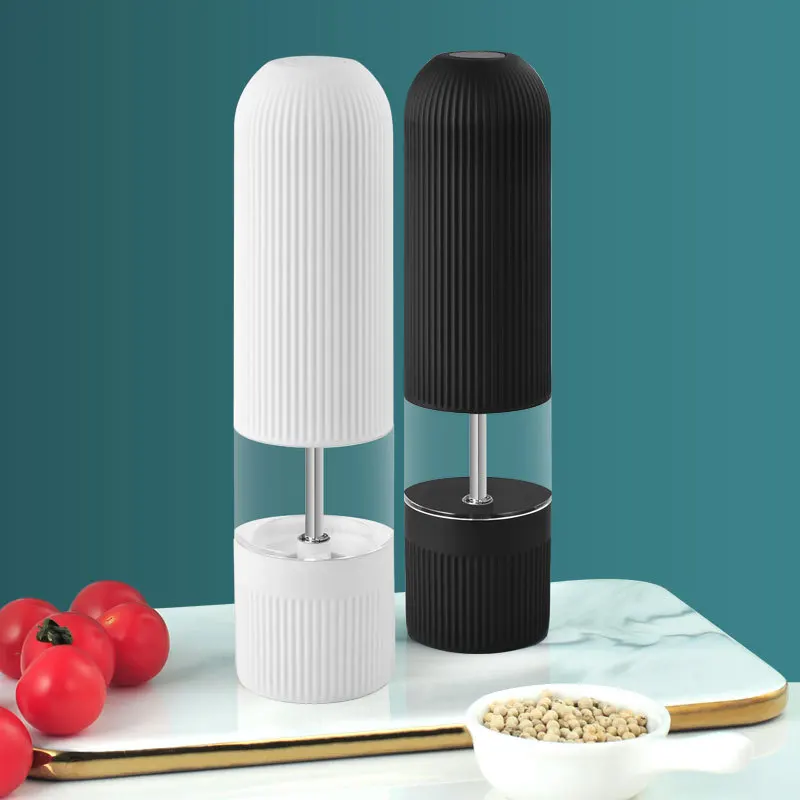 Amazon Top Sell Electric Pepper Mills,Plastic Non-Slip Bottle Body Salt and Pepper Mills With Led Light