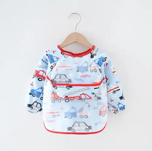 Long Sleeve Pocket Baby Apron Waterproof and Anti-dirty Pocket Smock Infant  Apron Coverall Feeding Bibs