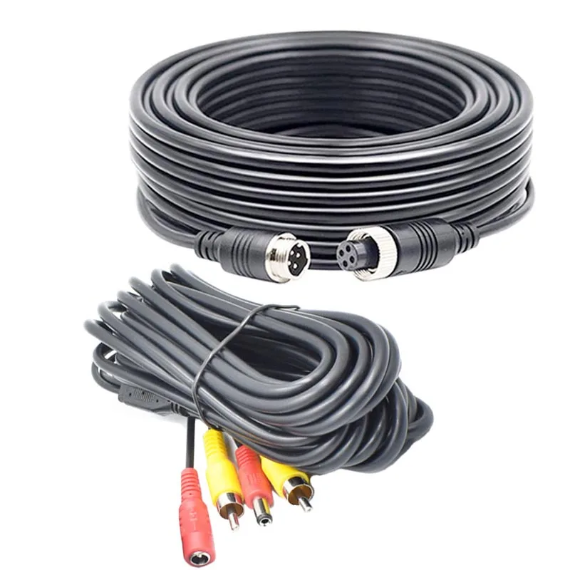 Black Aviation 4PIN Connector Truck Video Backup Camera Car Monitor Kit Connection Extension Cable 20M/15M/10M/5M for option