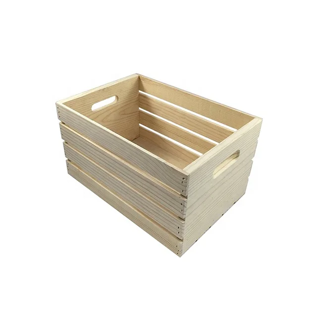 
Wholesale handmade pine wooden gift crates unfinished product;Vegetable Fruit wine packing box Book storage crate 