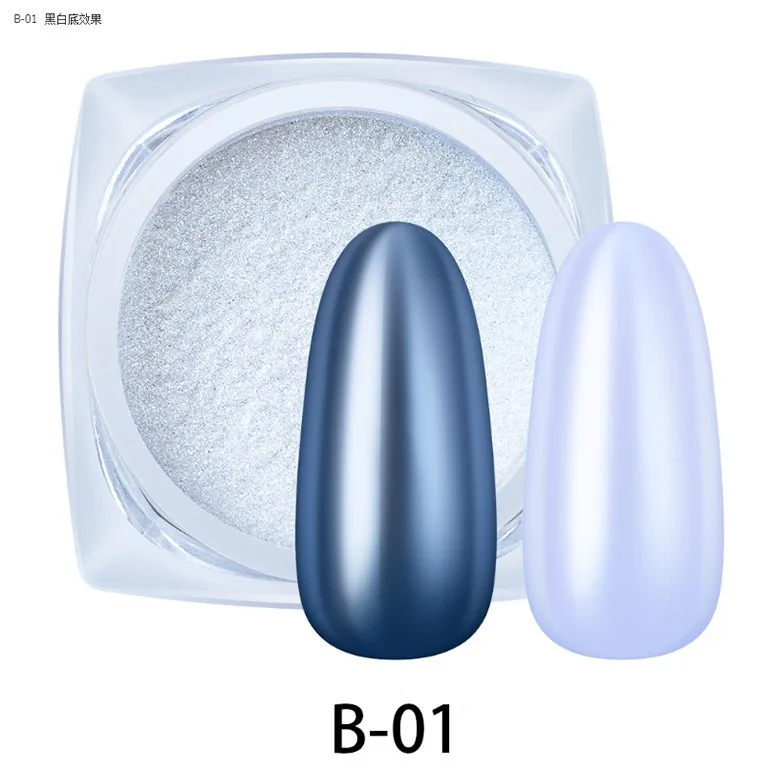 Wholesale Nail Art Press powder 6 colors Solid Laser Magic Mirror Powder Chrome pigment effect Espejo nail plating metal powder