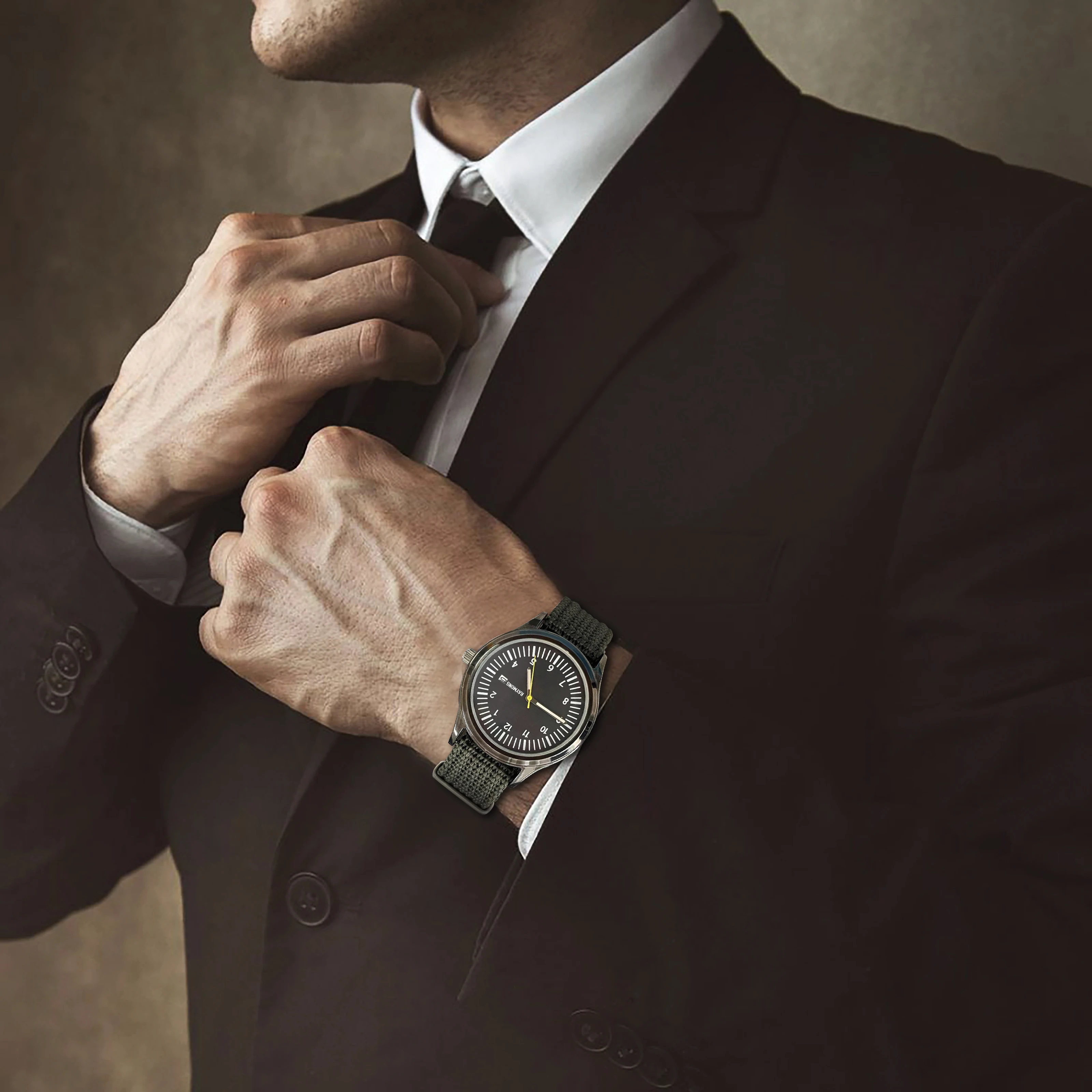 Raymons Nylon Watch Band  3 ATM Waterproof Quartz watch Stainless Steel  Clasp material Watch