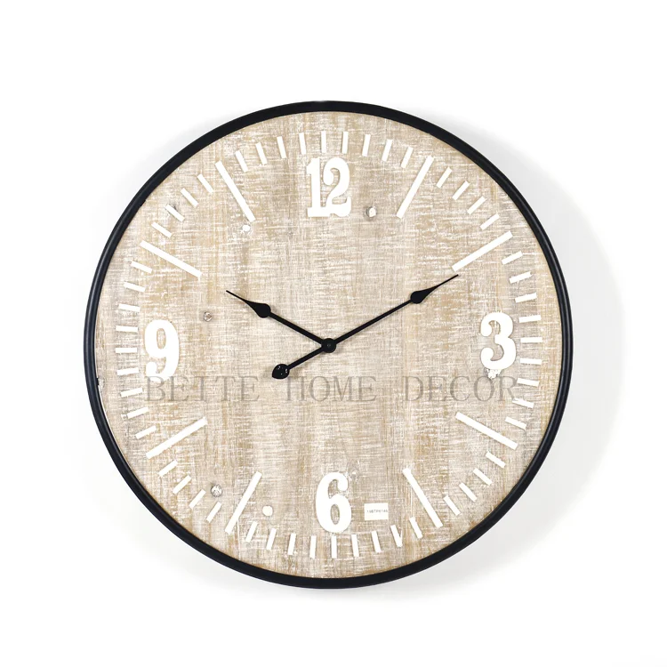 Clock Wall Simple Design America style Quartz Analog Home Decorative Wooden Wall Clocks