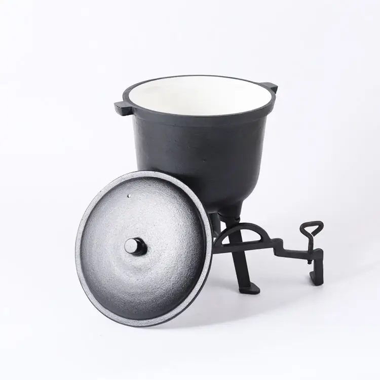 Customized logo Enameled cast iron cauldron poland camping pressure cooker three leg meat hunting pot