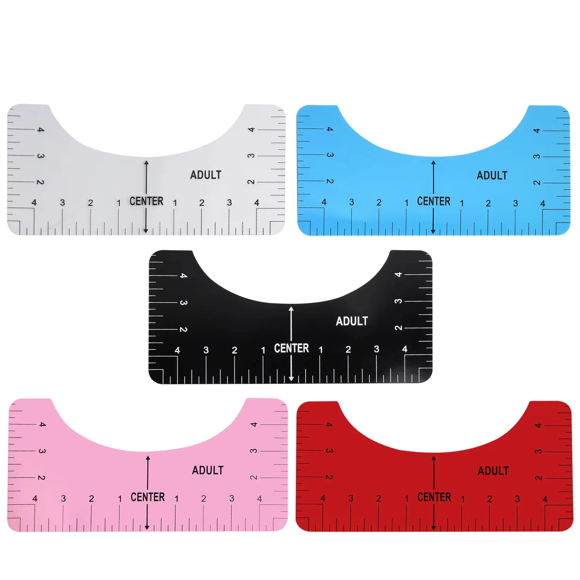 4 Sizes Acrylic Portable Round Neck Calibration Tool White PVC Ruler Guide T shirt Alignment Tool Placement Guide Ruler