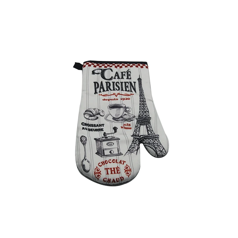 Пользовательский дизайн, термостойкая перчатка для духовки из 100% хлопка, кухонная термостойкая перчатка для духовки