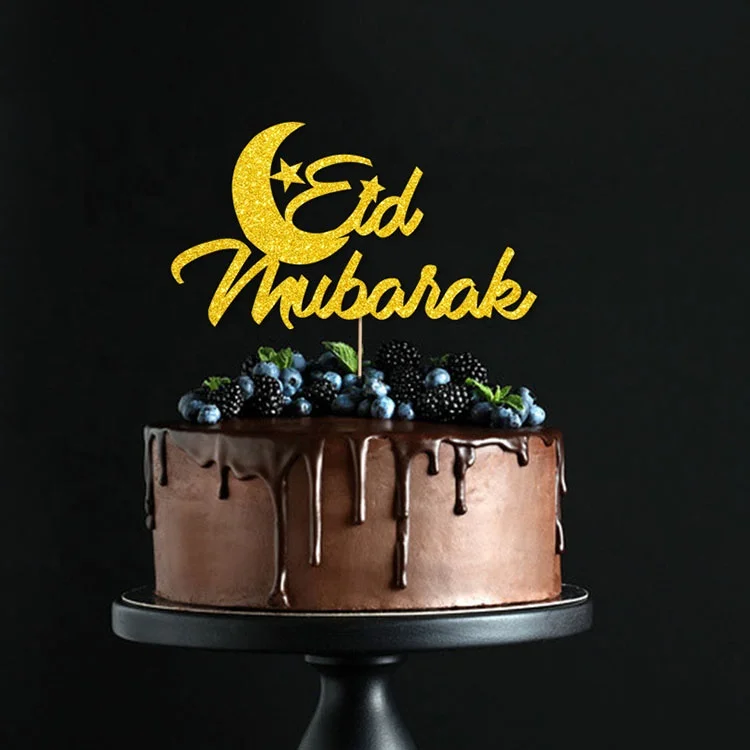 Оптовая продажа бумажные топперы для торта Eid Mubarak красочные украшения Рамадана вечеринки