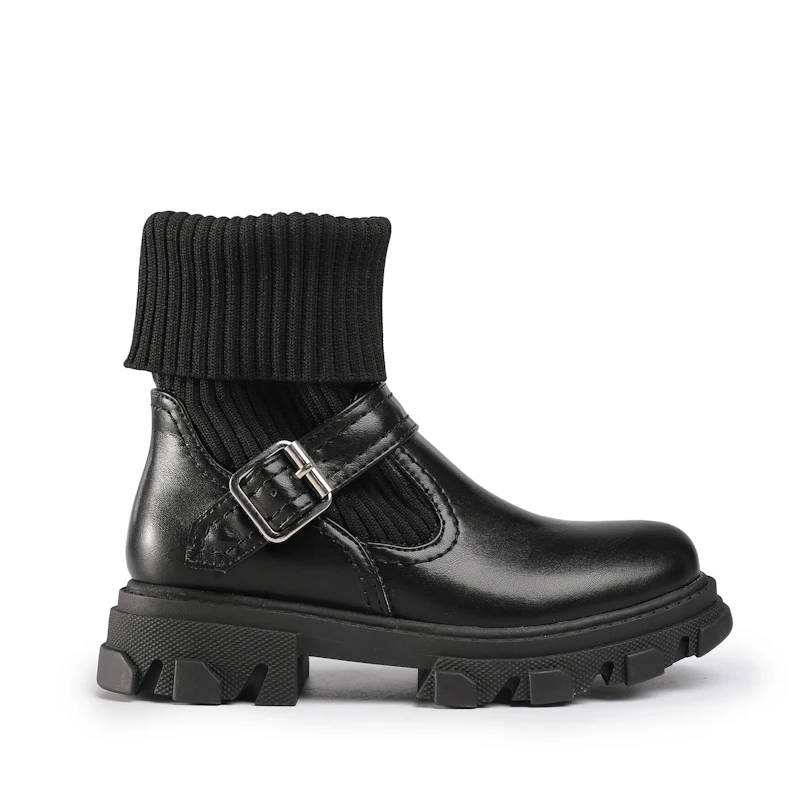 
Guaranteed quality unique children knitted leather boots with buckle girls combat boots martin 