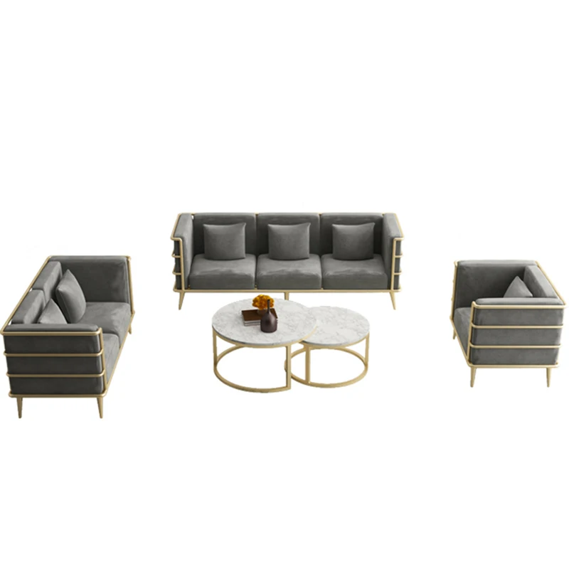 
Professional Production Luxury gold coffee table and chairs hotel home table chair cha 