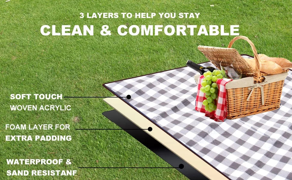 custom large thick roll up padded outside foldable waterproof picnic mat blanket for outdoor picknick beach