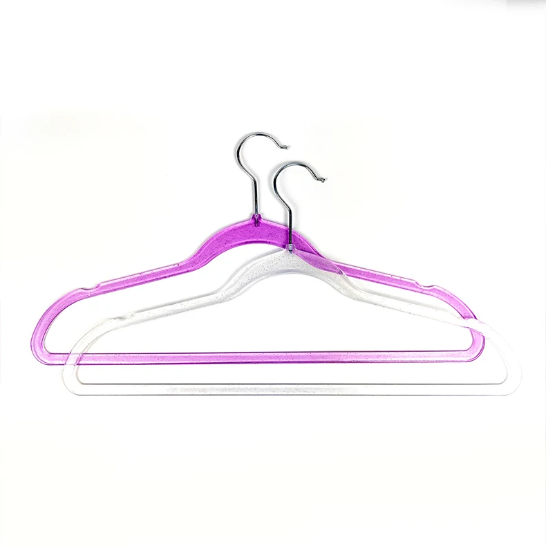 Factory display clothes hangers transparent crystal clear plastic hangers for closet