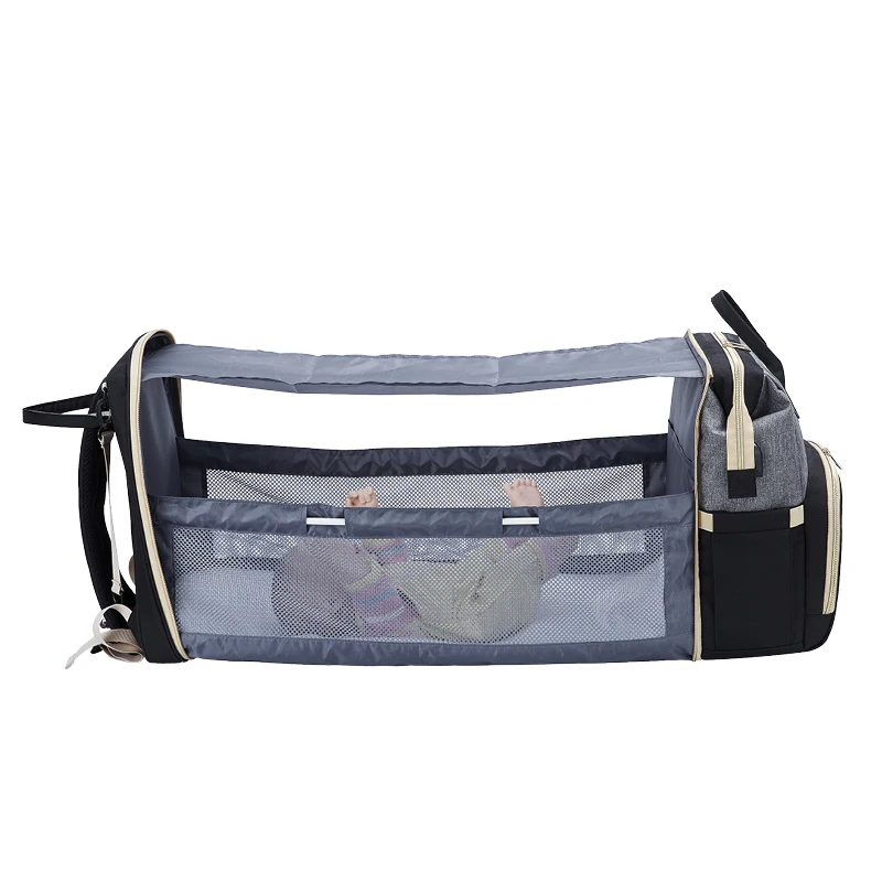 Custom Waterproof Travel tote quilted blue latest black usb maternity mommy nappy baby backpack diaper bag with changing station