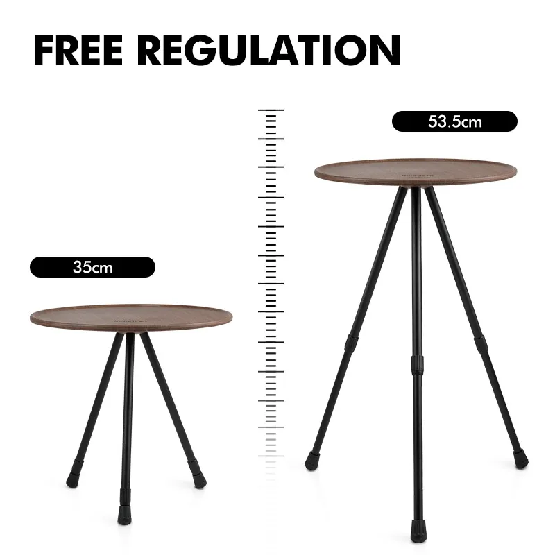 KingGear Outdoor Round Folding Table Aluminum Round Side Table Portable Collapsible Light Small Round Camping Table