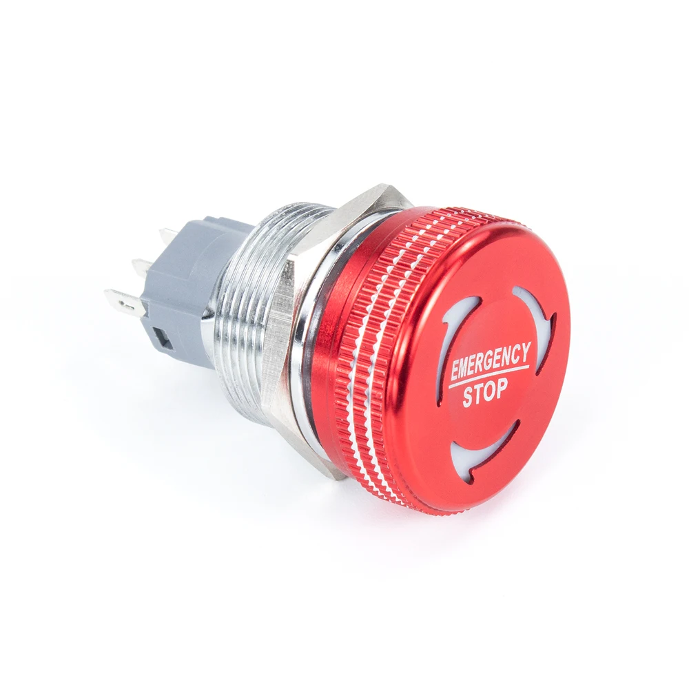 22mm LED High-quality Emergency stop Metal push button switch mushroom Rotary reset IP65 waterproof Nickel plated brass NO NC