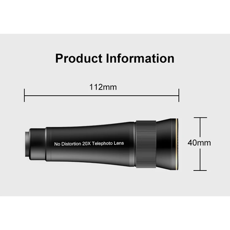 Handheld 20X Monocular Zoom Telescope For Mobile Phone Camera Lens With Universal Tripod Mount Clips