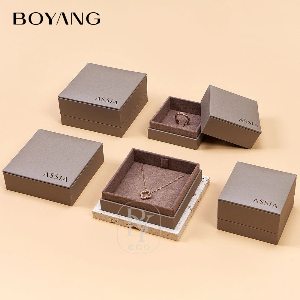 Boyang Custom Luxury PU Leather Necklace Pendant Ring Packaging Jewelry Gift Box