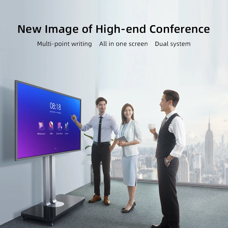  High Quality Android Wifi Lcd 75 Inch 4k Monitor Moving White Board Smart
