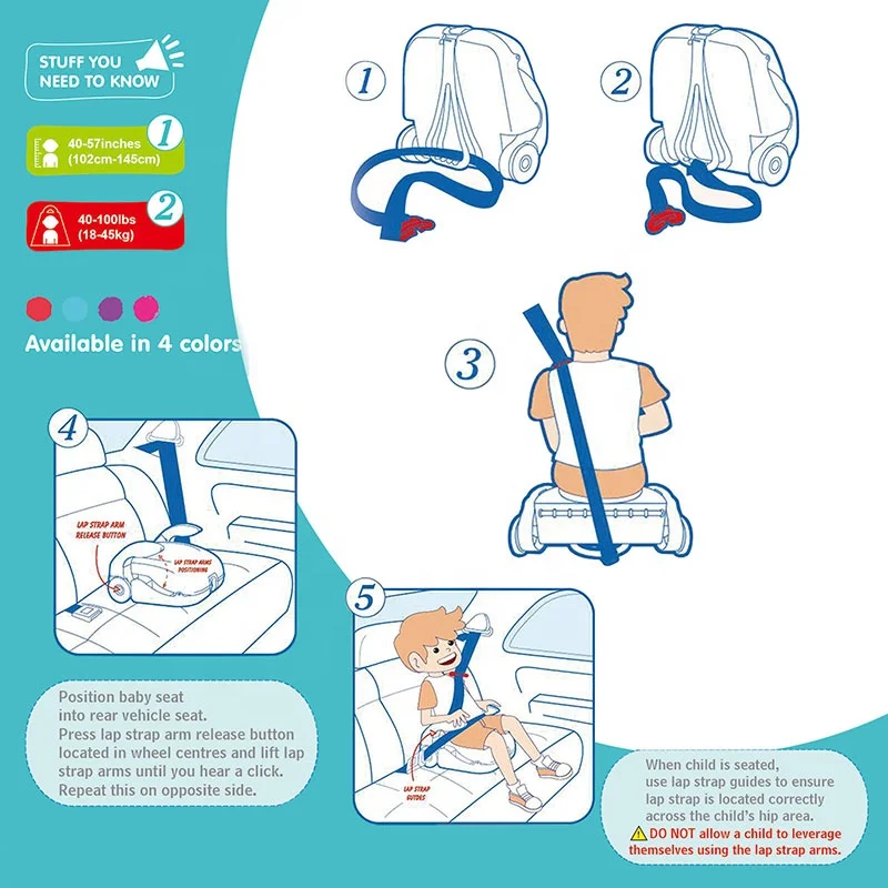 Baby Plastic Ride On Suitcase Multifunction Travel Luggage Child Seats Hardshell Trolley Case For Kids Toddler