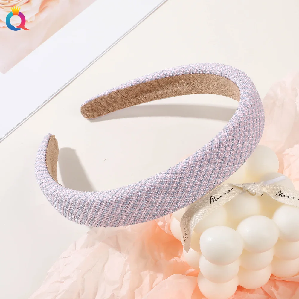 QIYUE Plaid High Skull Headband Washing Face Hairpin Hair Accessories