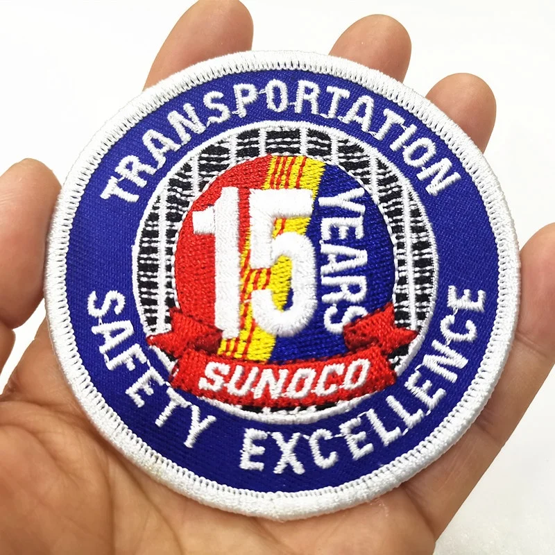 High quality custom embroidery scout sport iron on patches for clothing embroidered logo Round merrow border patches