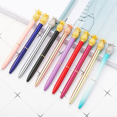 Promotional Big pineapple diamond beautiful custom twist metal ball point pen
