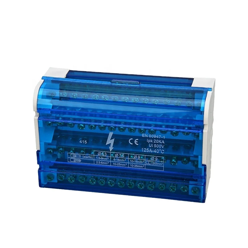 YLC 415 125A 500V латунная шина распределительная Клеммная колодка со съемной крышкой