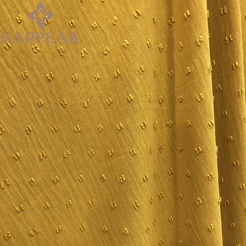 HAPPEAK High Quality 100% Polyester Crepe Swiss Dot Fabric Soft Polka Dot Jacquard Fabric