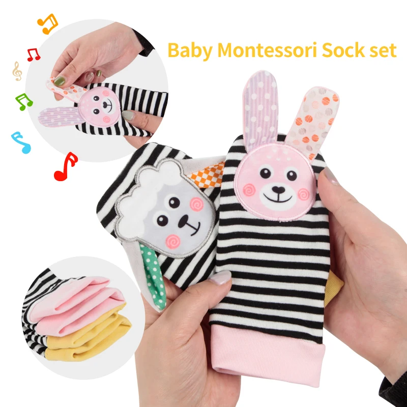 Bell Babies 0 Months Music Present Gift Infant Cotton Stuffed Foot Finder  Infant Toys Montessori Rattle Sock for kids Newborn