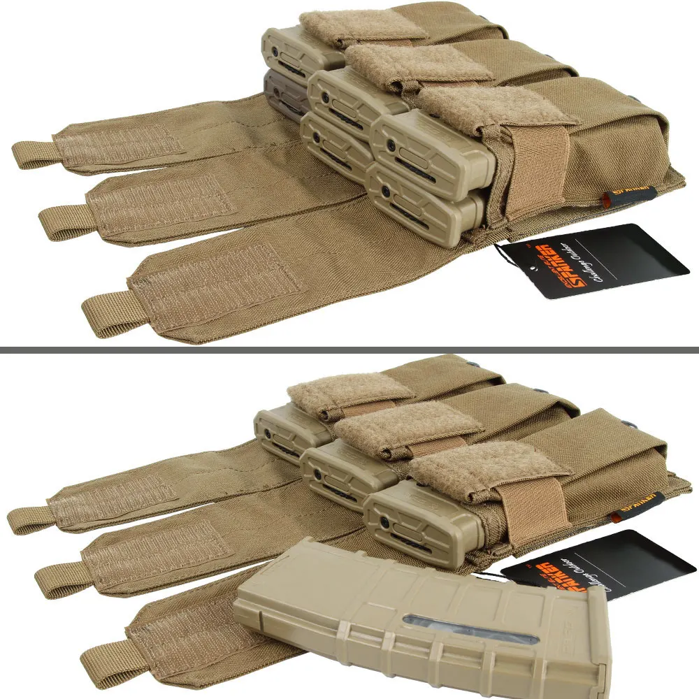 Tactical Nylon Bag Hunting Molle Triple Open Top Mag Magazine Pouch