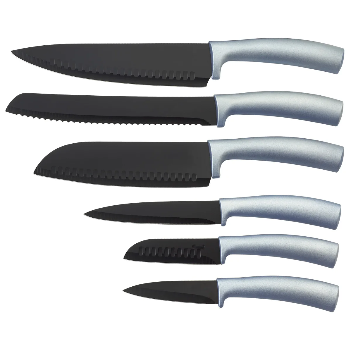 
Professional Black And Wood-like TPR Handle Copper Coating Kitchen Knife Set 
