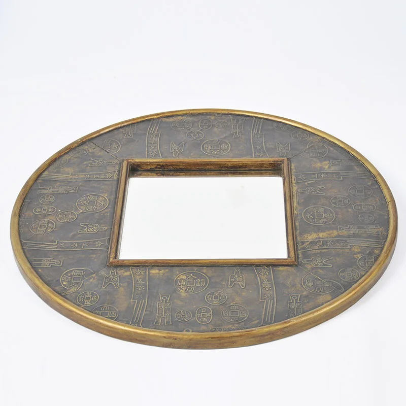 71 Antique Copper Cash Shape Round decor Novel Vintage Decor large Wall Mirror decoration Living Room dropshipping products 2024