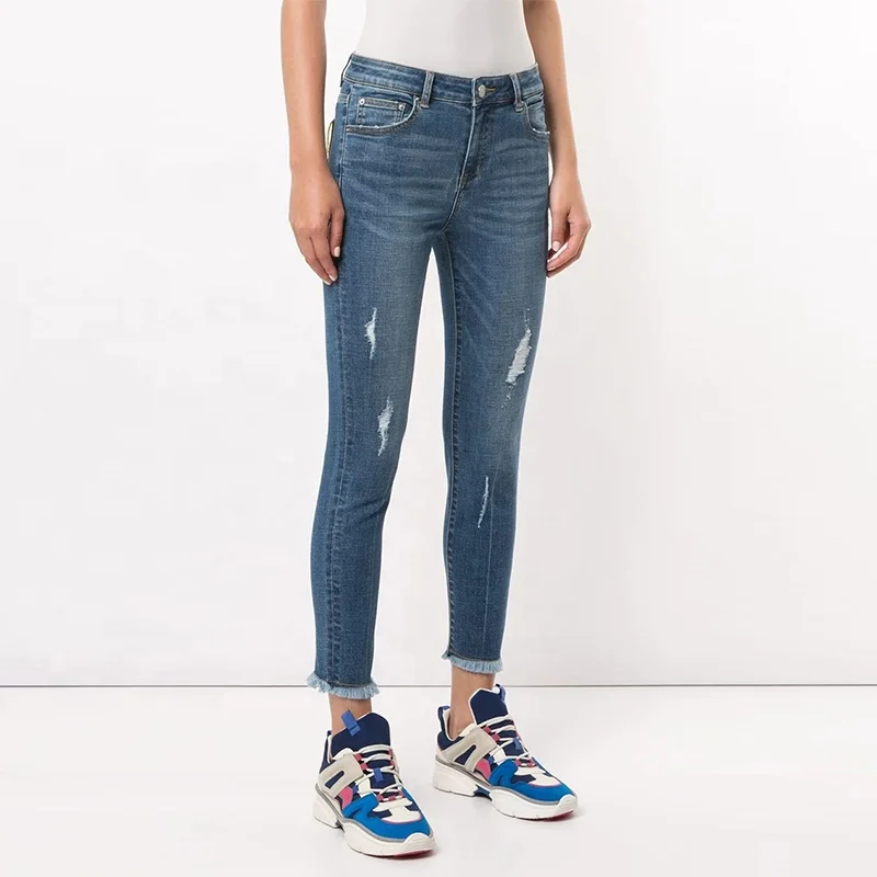 NVFelix Women Fashion Tight Ripped Washed Pencil Pants Thin Holes Elastic Slim Jeans