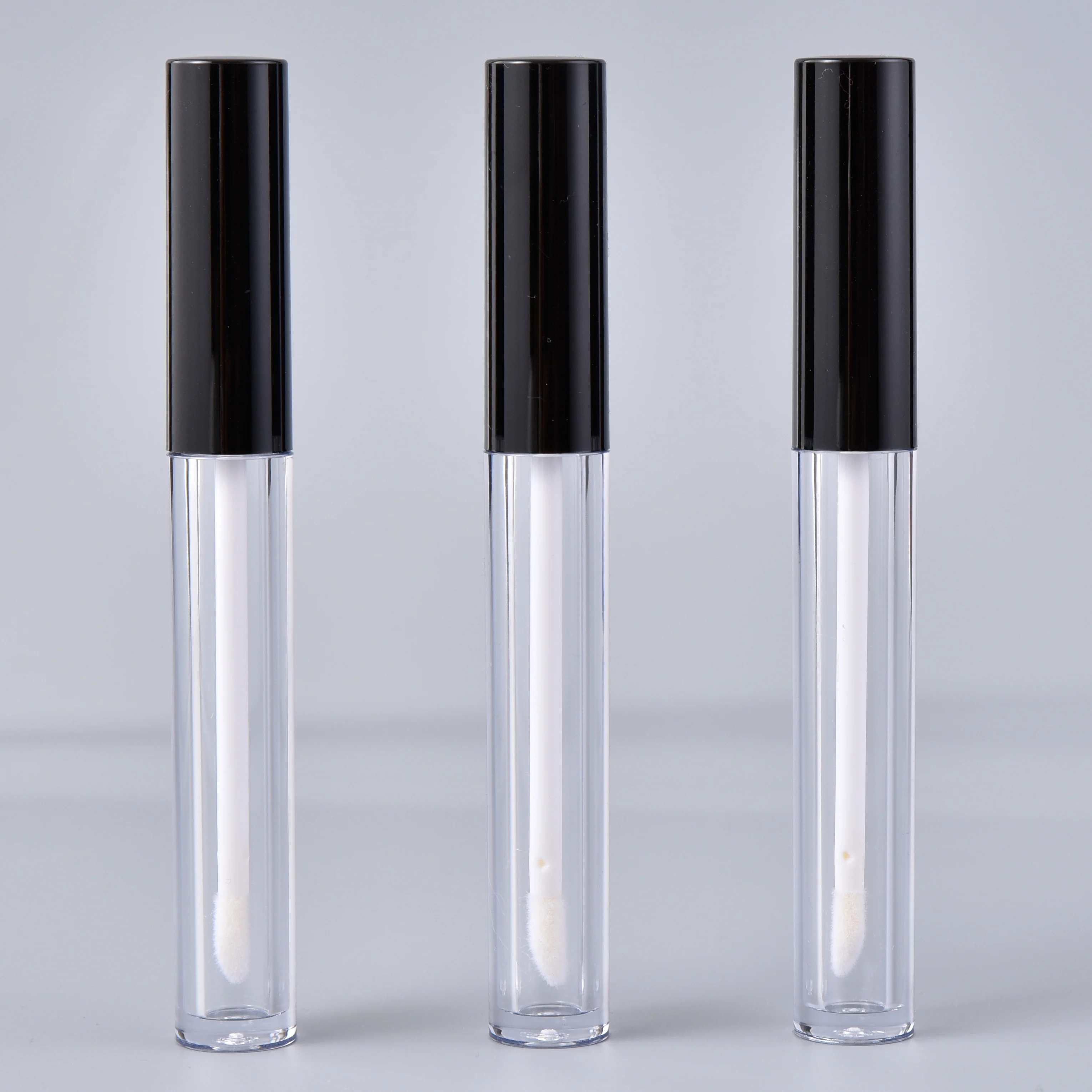 Black Lid 5 ml Frosted Clear Empty Lip Gloss Lipgloss Tubes 5ml Black Round Small With Private Logo