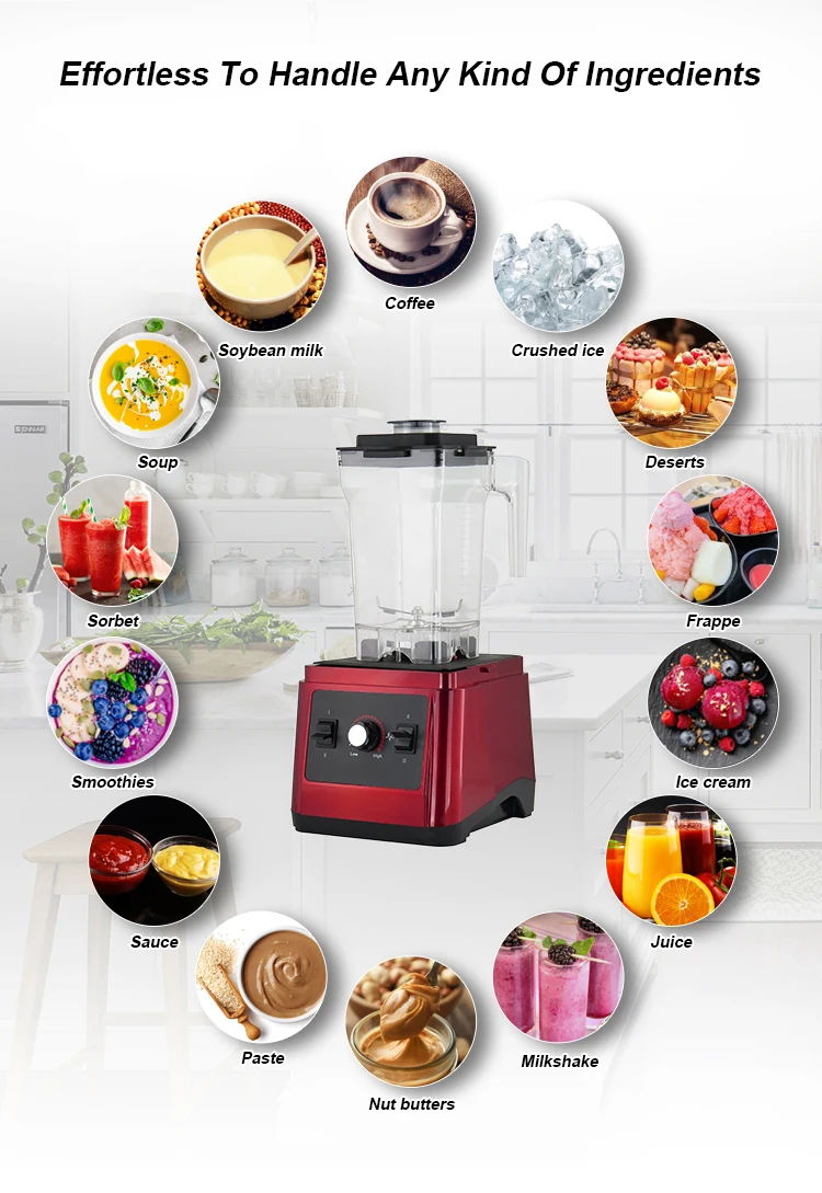 1500W Red High Performance Commercial Food Blender