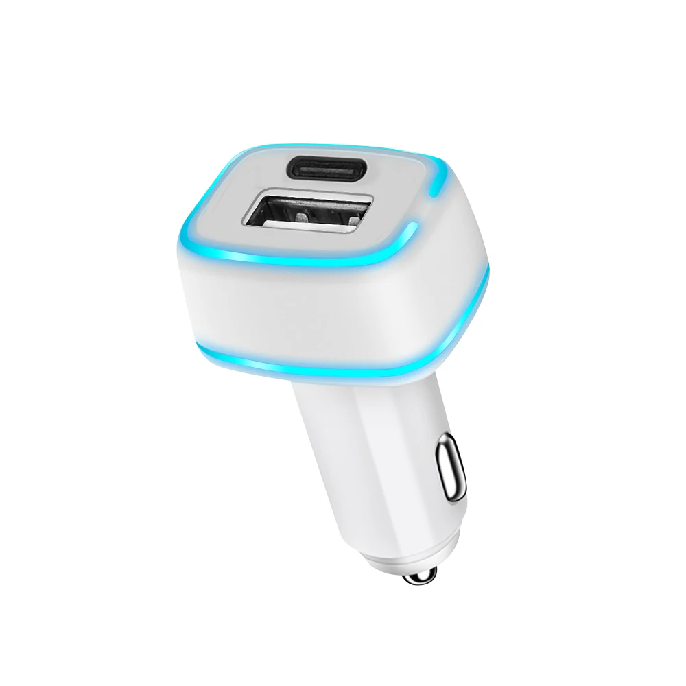 Dual Usb Car Charger Adapter with Led USB C Car Charger Type C Car Charger for iPhone 12