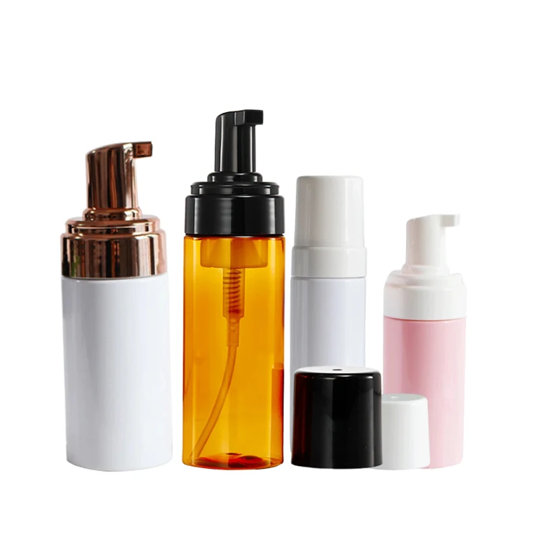 PET Rose Gold Cosmetic Soap Cleanser Dispenser White Foam Pump Bottle