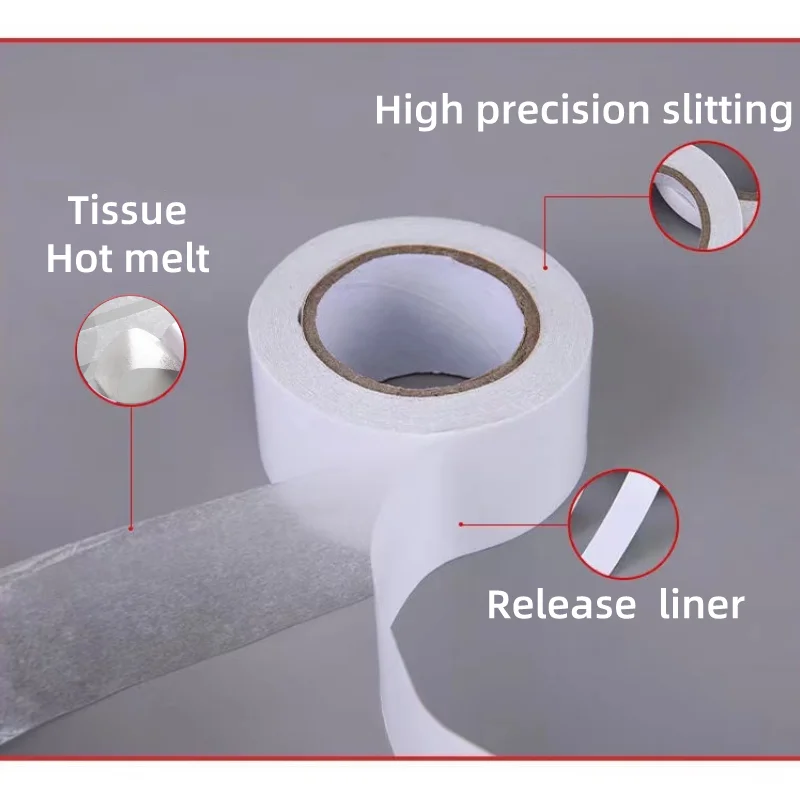 Highly Clear Double Sided Tissue Tape Strong Adhesive Double Coated Gum Paper Tape